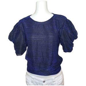 𝅺ZATA  Blouse Metallic Sparkles and Puffed Sleeves Size M